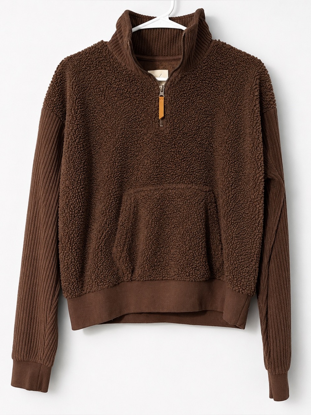 Dry Goods Brown Sherpa Half-Zip Pullover Hoodie